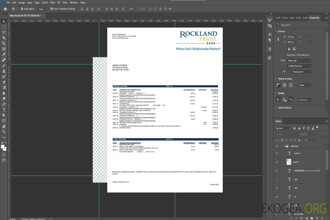États-Unis Massachusetts Rockland Trust relevé bancaire Modèle Word et PDF template États-Unis Massachusetts Rockland Trust relevé bancaire Modèle Word et PDF template
